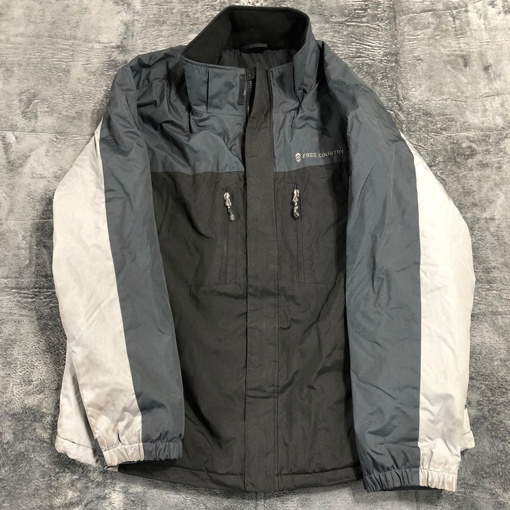 Free Country Mens XXL Colorblock Puffer Winter Jacket Grey Black‎ FC-7 F22